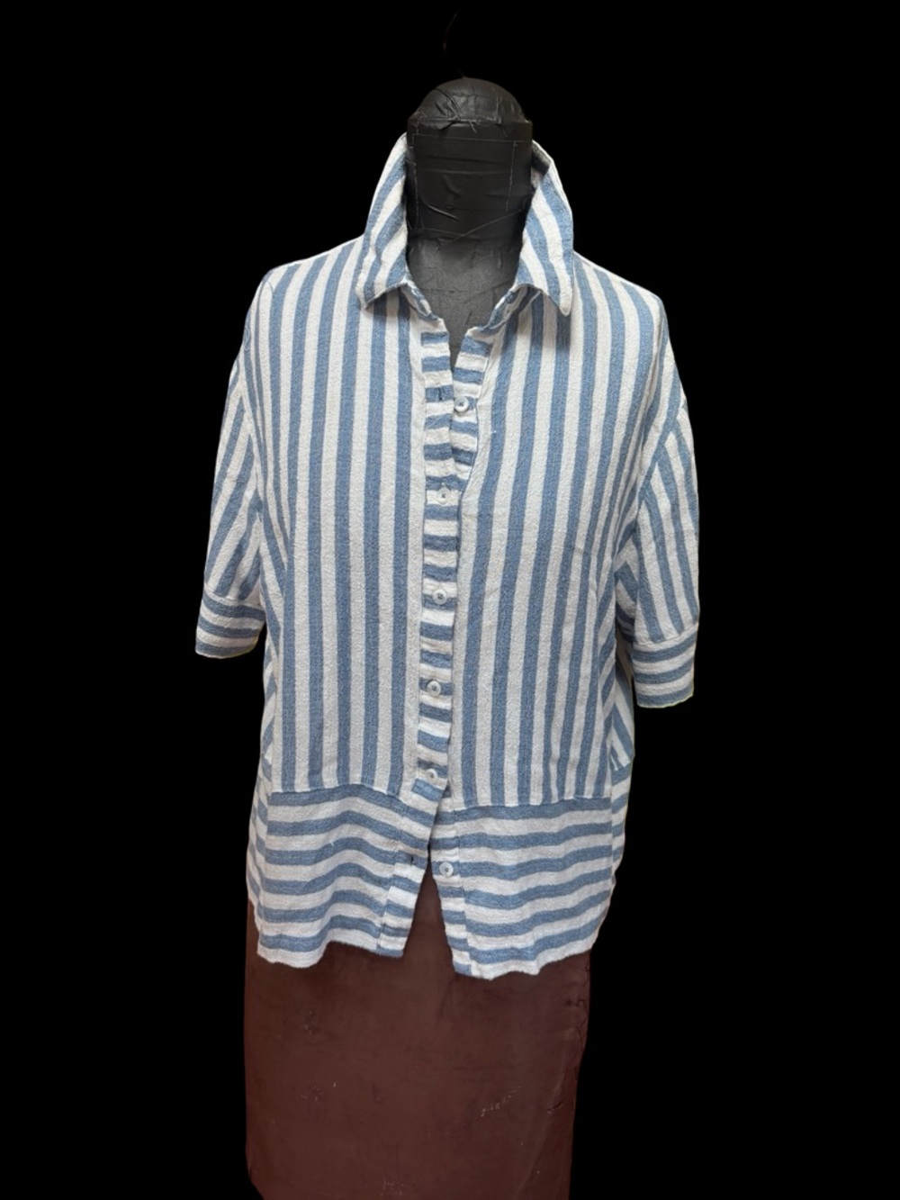 Blue & White Striped Button-Up Shirt